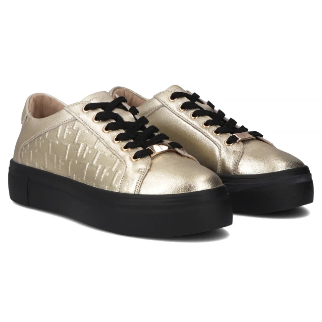 Skórzane sneakersy Filippo DP6850/25 GO złote
