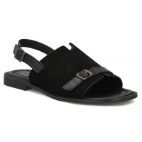 Skórzane sandały Filippo DS7757/26 BK czarne