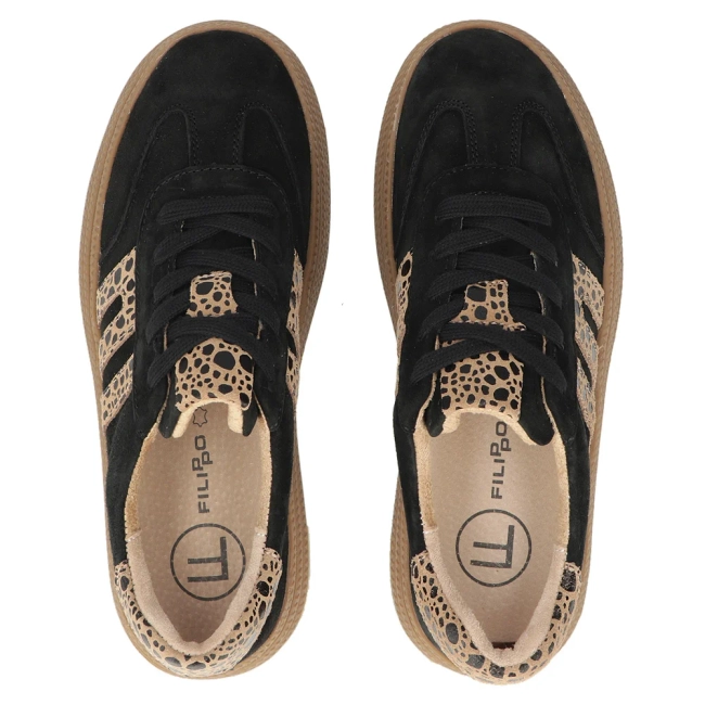 Skórzane sneakersy Filippo DP7114/25 BK LEO czarne