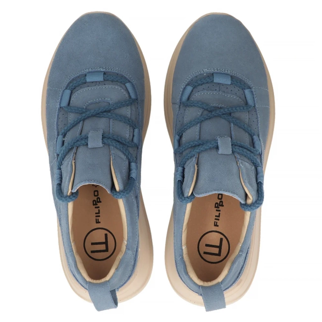 Skórzane sneakersy Filippo DP6706/25 BL niebieskie