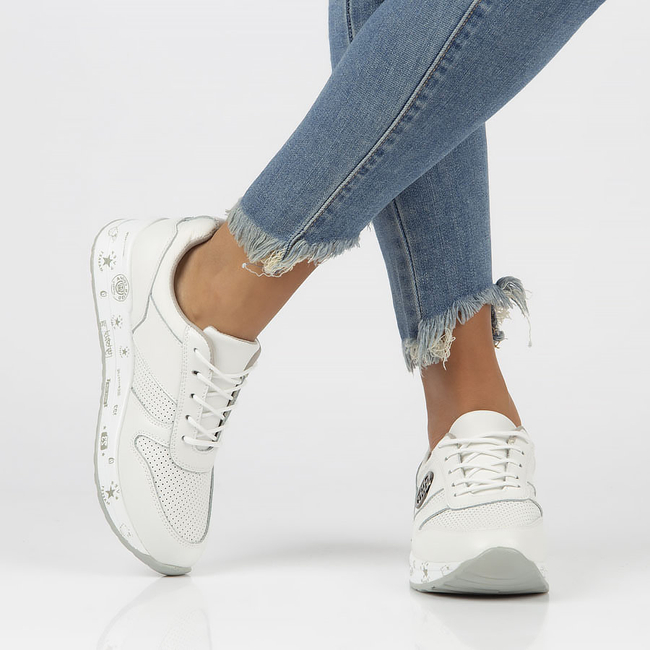 Skórzane Sneakersy Filippo DP3542/22 WH białe