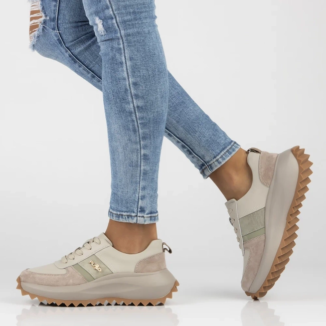 Skórzane sneakersy Filippo DP6773/25 BE GE beżowe