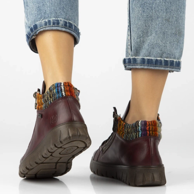 Leather ankle boots Rieker N1305-35 burgundy
