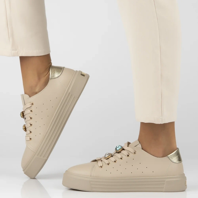 Skórzane sneakersy Filippo DP6854/25 BE beżowe