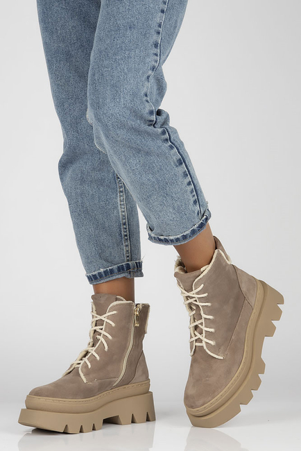Skórzane botki typu workery Filippo 60404 Taupe