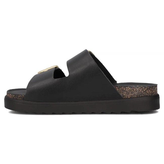 Leather flip-flops Yokono TUNEZ-130 VAQ NEGRO black