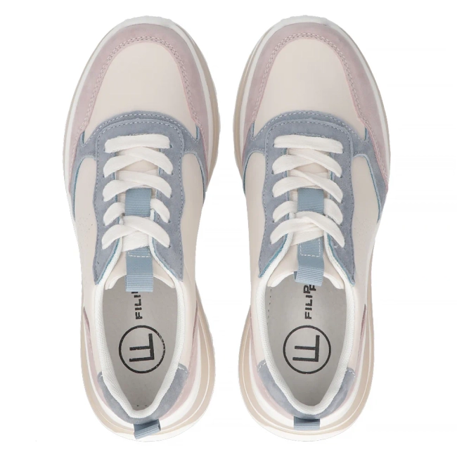 Skórzane sneakersy Filippo DP6787/25 BE BL beżowo niebieskie