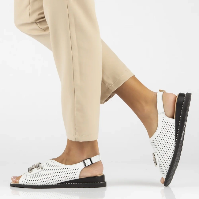 Skórzane sandały Filippo DS6032/24 WH białe