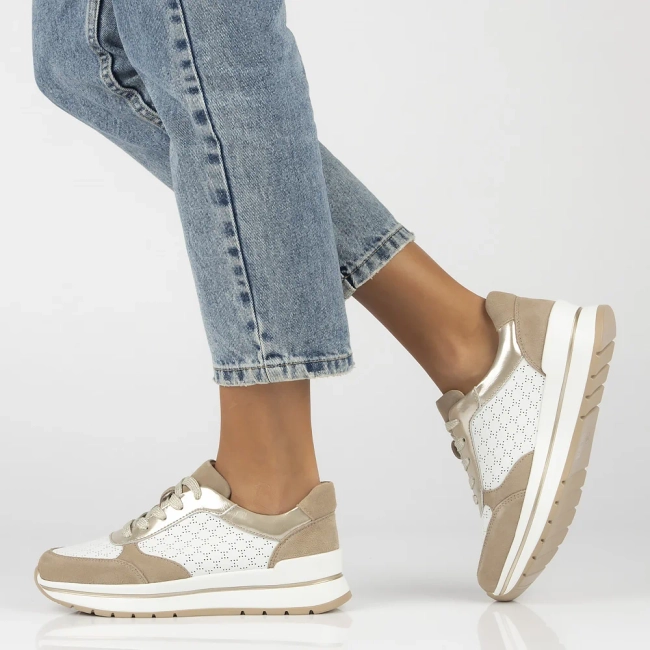 Skórzane sneakersy Filippo DP6778/25 WH BE biało beżowe