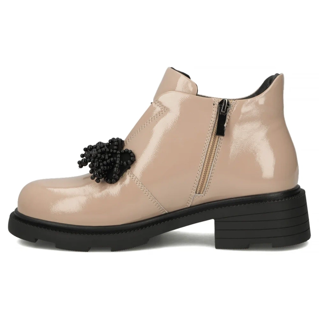 Skórzane botki na obcasie Filippo DBT6370/25 BE beżowe