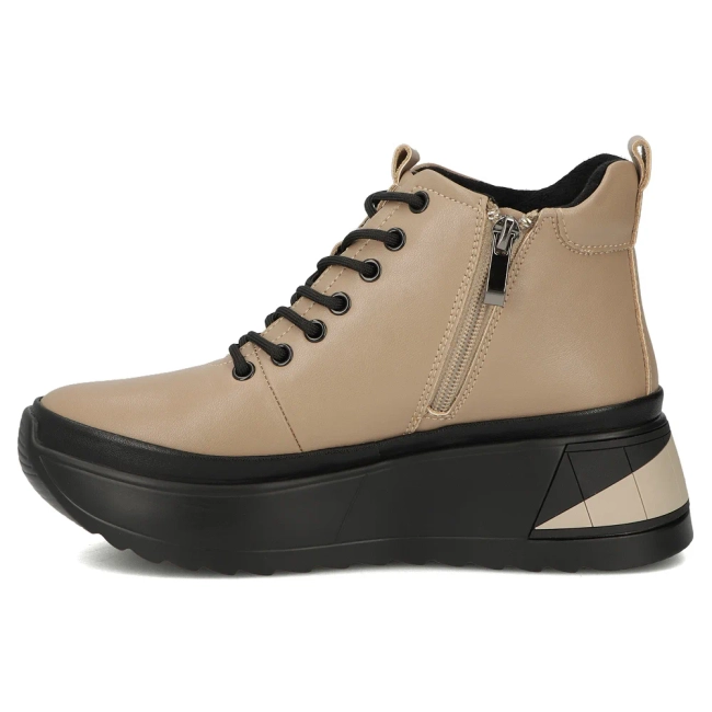 Skórzane botki na platformie Filippo DBT4214/25 TP taupe