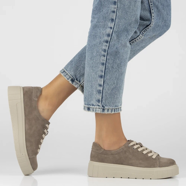 Skórzane półbuty na platformie Filippo DP6454/24 TP taupe