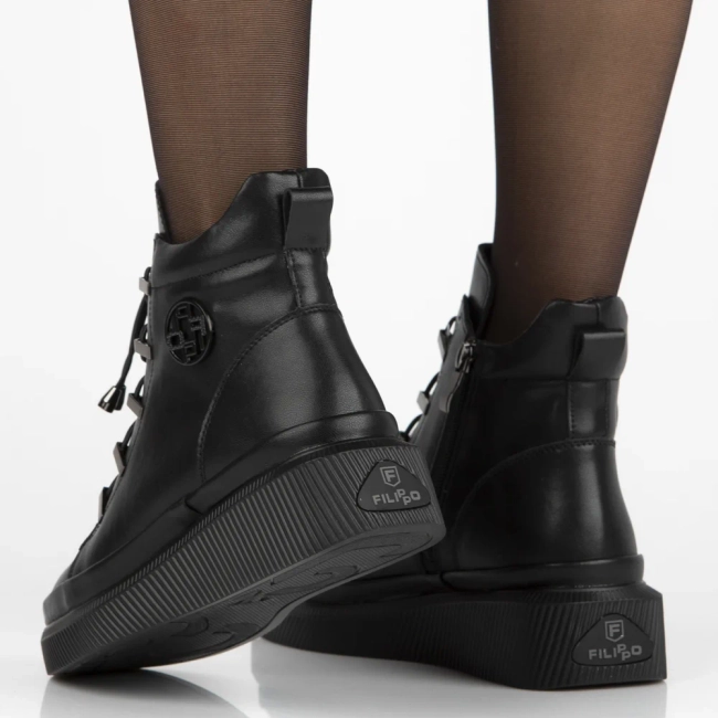 Leather ankle boots Filippo DBT7416/25 BK black