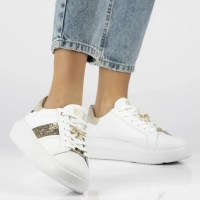 Skórzane sneakersy Rieker W1202-82 białe