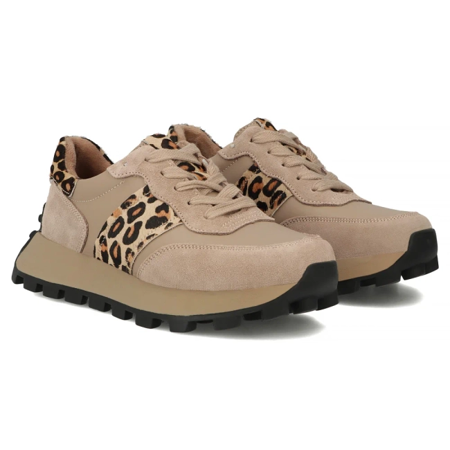 Skórzane sneakersy Filippo DP7112/25 BE LEO brązowe