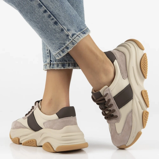 Leather sneakers Filippo DP7113/25 BE beige