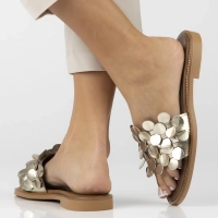 Leather flip-flops Filippo 40381 gold