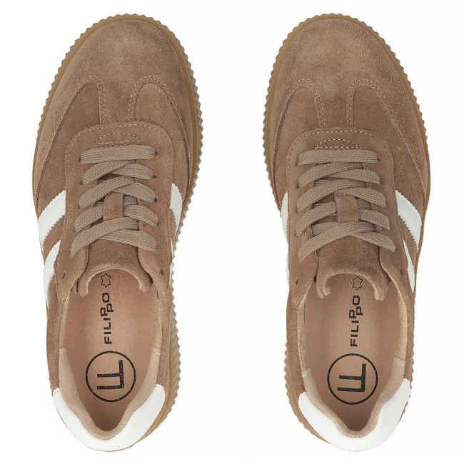 Leather sneakers Filippo DP6776/26 BE WH brown