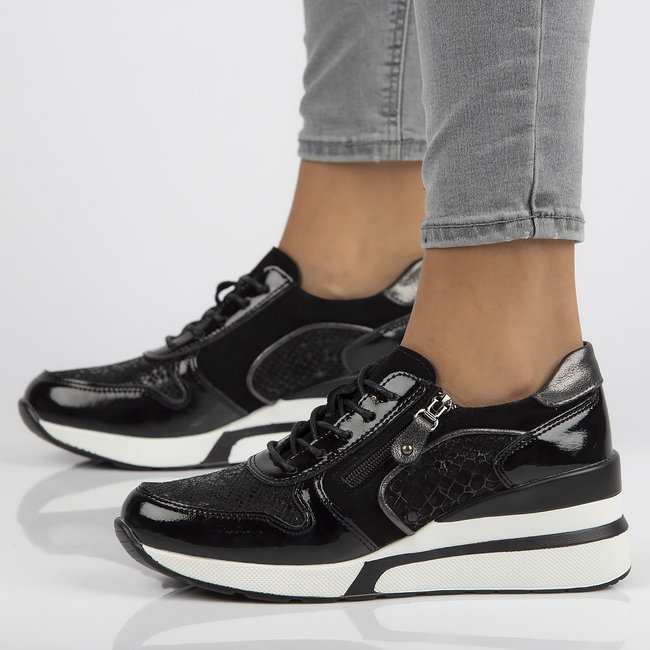 Leather sneakers Filippo DP3166/21 BK black