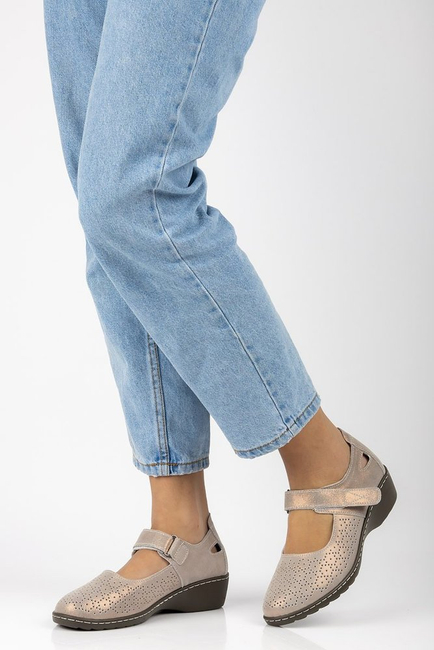 Skórzane półbuty Filippo DP1319/20 GO złote