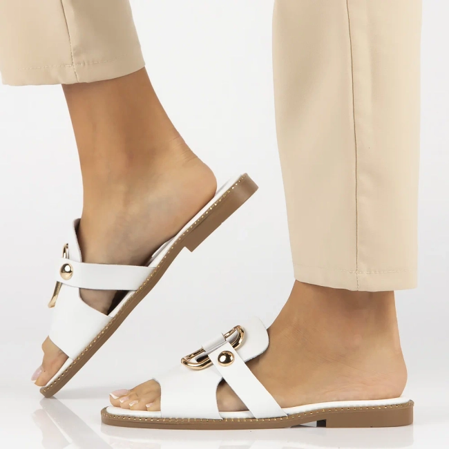 Leather slippers Filippo DK6264/24 WH white