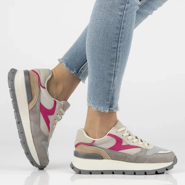 Skórzane sneakersy Filippo DP7070/25 GR szare