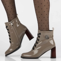 Skórzane botki na słupku Filippo DBT6314/24 TP taupe