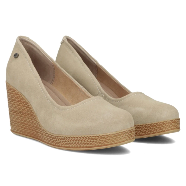 Skórzane półbuty na koturnie Filippo DP3521/24 BE SU beżowe