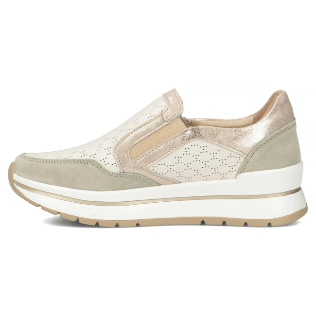 Skórzane półbuty na platformie Filippo DP6777/25 BE GE beżowe