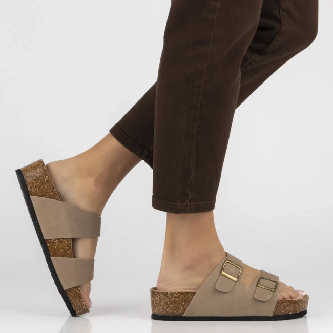 Skórzane klapki Filippo DK7885/26 TP taupe