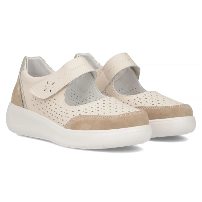 Skórzane półbuty na platformie Filippo DP6036/24 BE beżowe