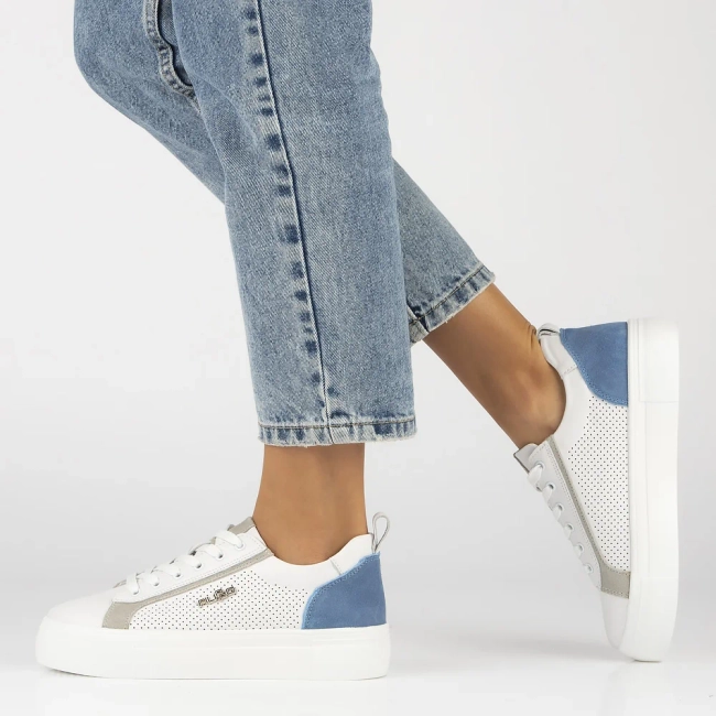 Leather sneakers Filippo DP6040/24 BL GR white blue