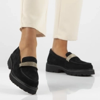 Skórzane półbuty na platformie Filippo DP6214/24 BK czarne