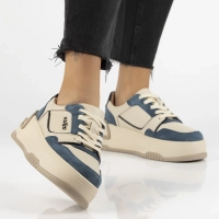 Leather sneakers Filippo DP7116/25 BL BE blue and beige