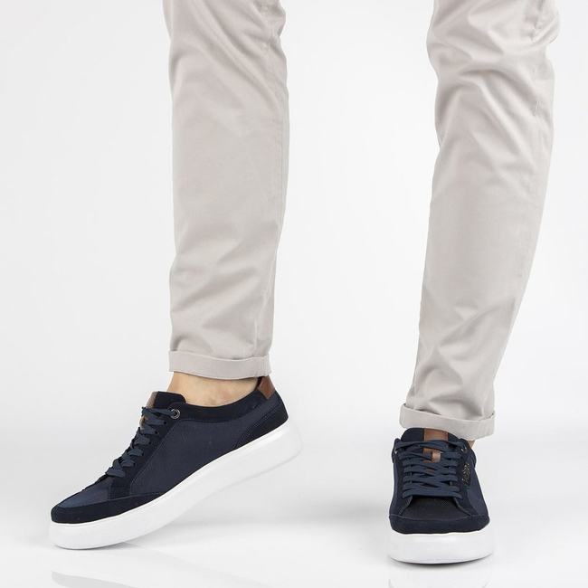 Skórzane półbuty Filippo MP2398/21 NV granatowe