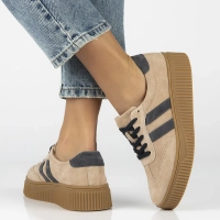 Skórzane sneakersy Filippo DP6776/25 BE GR beżowo szare