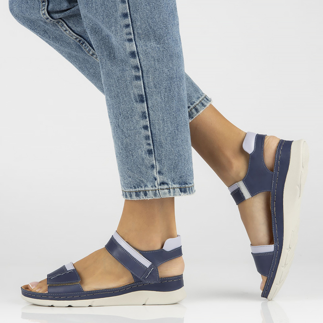 Skórzane sandały Filippo K193 granatowe