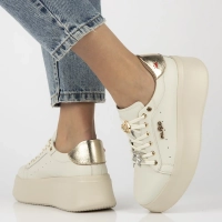 Skórzane sneakersy Filippo DP6790/25 BE beżowe