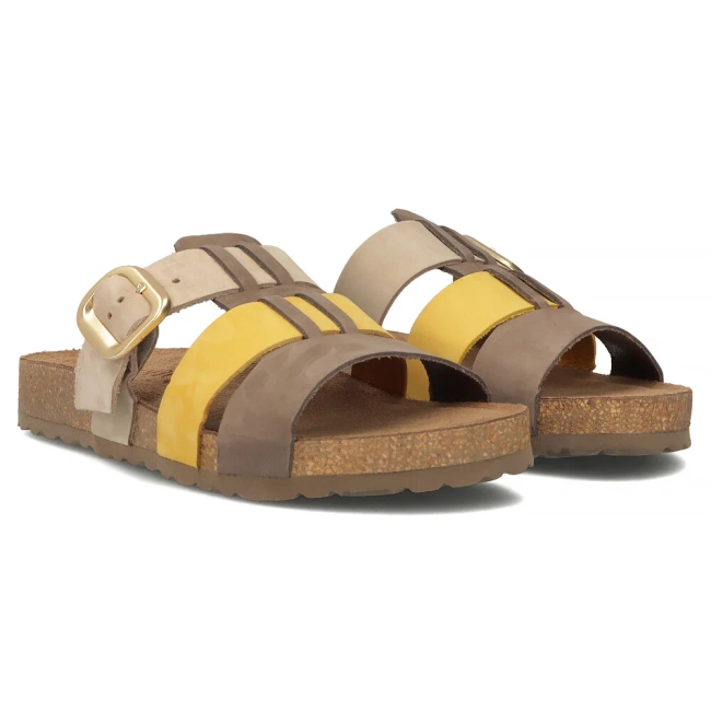 Leather flip-flops Yokono JERBA-137 NOBUCK MULT CIT brown