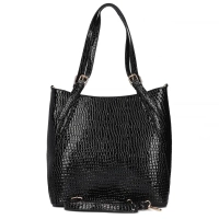 Black shopper bag black croco