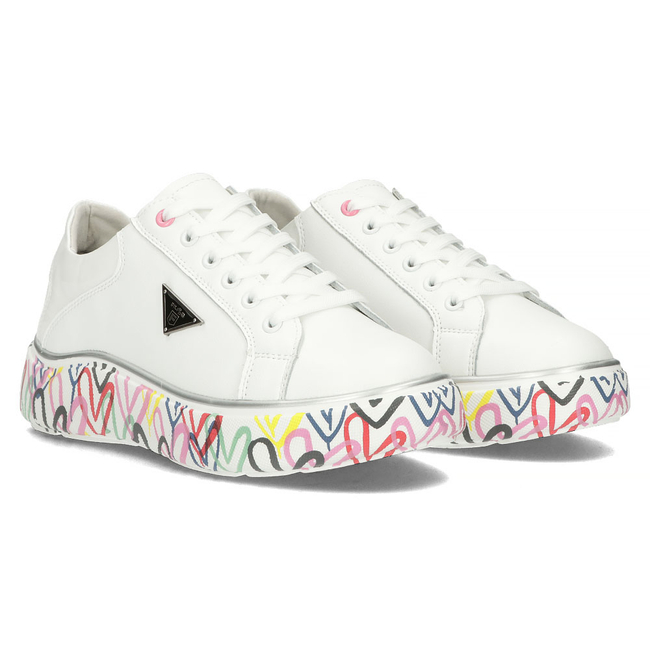 Skórzane sneakersy Filippo DP4480/23 WH MLT białe