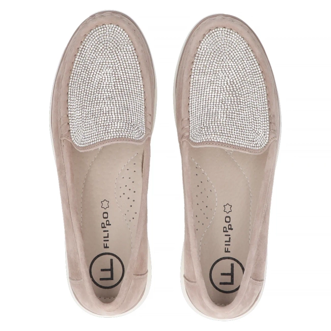 Skórzane mokasyny Filippo DP6759/25 BE beżowe