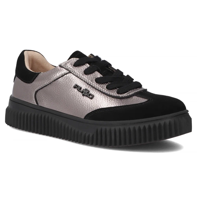 Skórzane sneakersy Filippo DP7123/25 GN gun metal