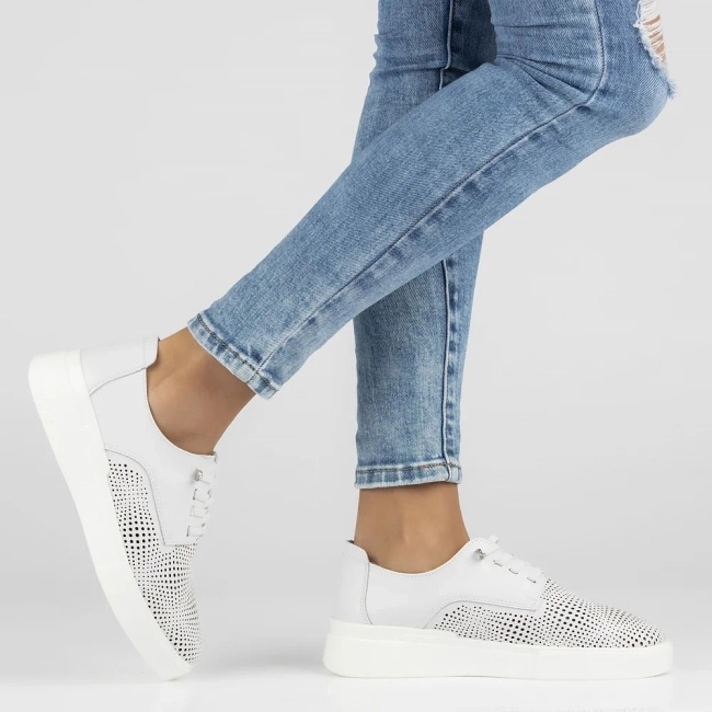 Skórzane półbuty Filippo DP4405/24 WH białe