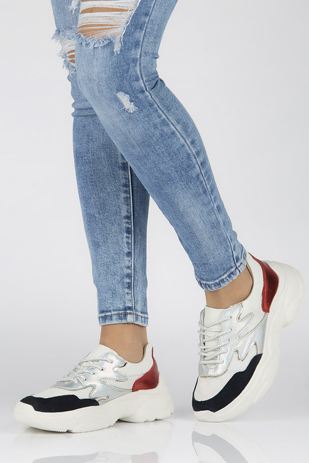 Leather sneakers Filippo DP1410/20 WH RD white