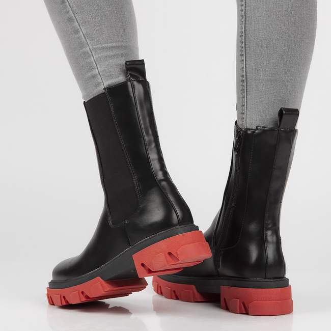 Botki Filippo 6808 czarno-czerwone
