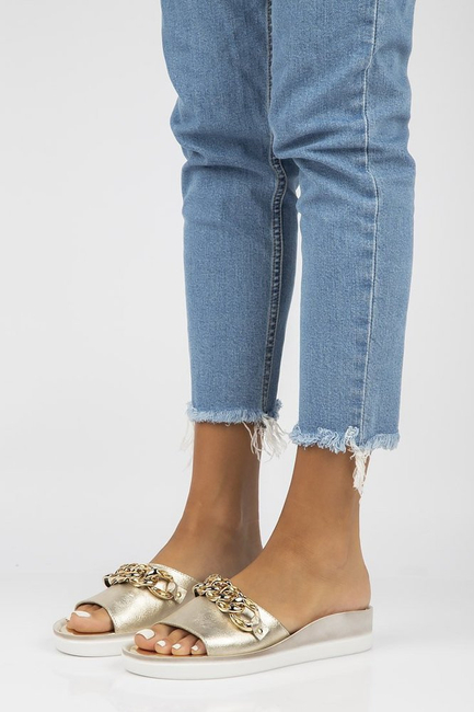 Leather flip-flops Filippo 105 gold