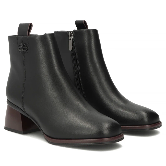Leather heeled ankle boots Filippo DBT8125/26 BK BG black