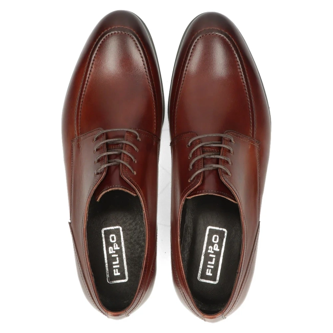 Skórzane półbuty Filippo E-7221-105/1 brązowe