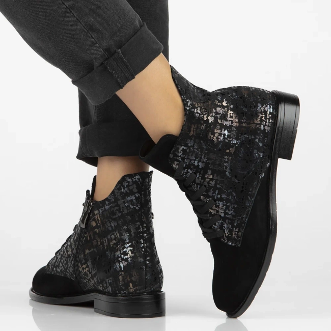 Leather ankle boots DBT6335/24 BK MLT black